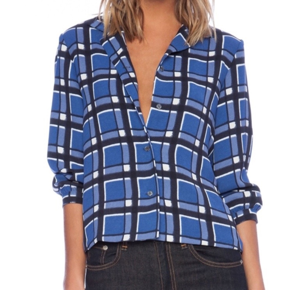 MBMJ Toto Blue Plaid Long Sleeve Blouse